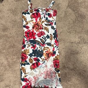 SHEIN Floral Midi Dress - Red, Pink, Blue, Brown